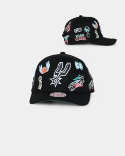 Mitchell & Ness San Antonio Spurs 'Hand Drawn Doodle' Pro Crown Snapback Black