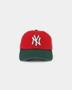 '47 BRAND 47 Brand New York Yankees 'Scarlet Pines' Clean Up Strapback Red/Dark Green