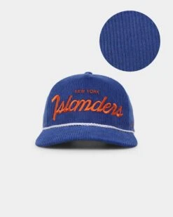 '47 BRAND 47 Brand New York Islanders 'NHL Corduroy Team Script' Corduroy Crossrope '47 Hitch Snapback Royal