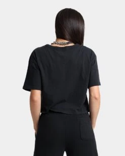 Champion Women's Vintage Dye Crop T-Shirt Black -Mitchell & Ness Shop 02027320 YB001 womens 0040