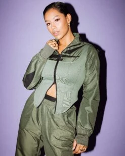 Reebok Women's Cardi B X Reebok Corset Hoodie Hunter Green