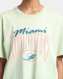 Majestic Athletic Women's Miami Dolphins Vintage NFL Logo T-Shirt Cucumber -Mitchell & Ness Shop 02031775 YC000 womens 0030