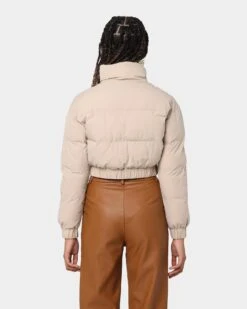 XXIIII Women's Dee Crop Puffer Jacket Beige -Mitchell & Ness Shop 02031834 Y1000 womens 0040