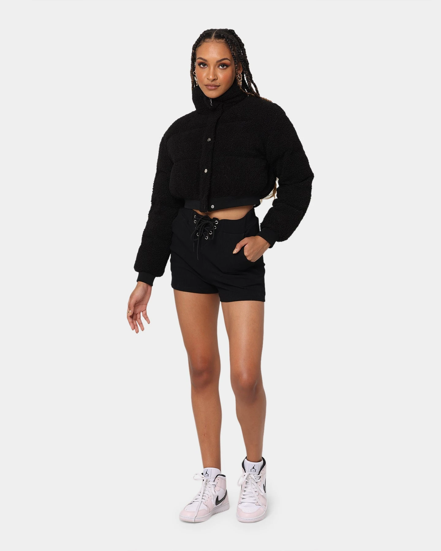 XXIII Women's Lara Crop Sherpa Puffa Jacket Black XXIII Women's Lara Crop Sherpa Puffa Jacket Black -Mitchell & Ness Shop 02031838 YB001 womens 0020