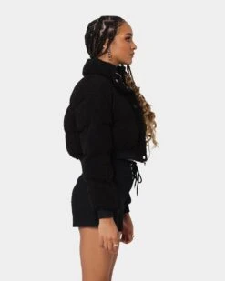 XXIII Women's Lara Crop Sherpa Puffa Jacket Black 6 XXIII Women's Lara Crop Sherpa Puffa Jacket Black -Mitchell & Ness Shop 02031838 YB001 womens 0050