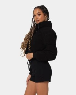 XXIII Women's Lara Crop Sherpa Puffa Jacket Black 7 XXIII Women's Lara Crop Sherpa Puffa Jacket Black -Mitchell & Ness Shop 02031838 YB001 womens 0060
