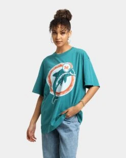 Mitchell & Ness Miami Dolphins Big Logo Vintage T-Shirt Faded Tonal