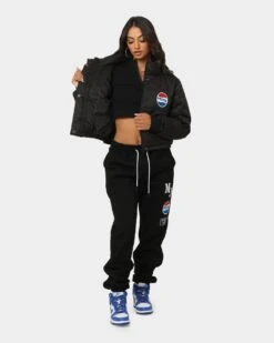 Nana Judy Women's Pepsi Crop Puffa Jacket Black -Mitchell & Ness Shop 02032382 YB001 womens 0080