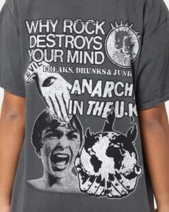 Rats Get Fat Anarchy In The UK Vintage T-Shirt Off Black -Mitchell & Ness Shop 02032954 YO124 womens 0040