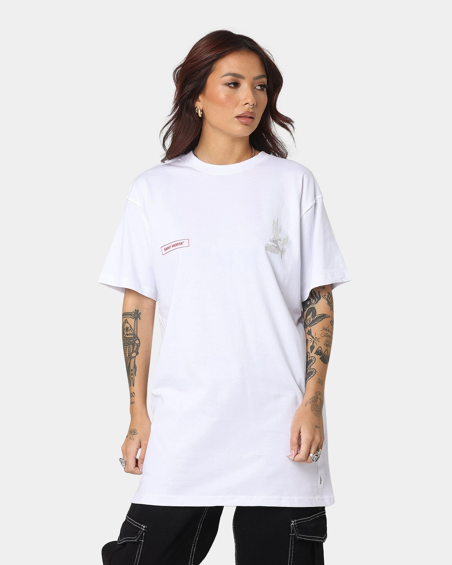 Saint Morta Doves Vintage T-Shirt White Saint Morta Doves Vintage T-Shirt White -Mitchell & Ness Shop 02033002 YW100 womens 0010