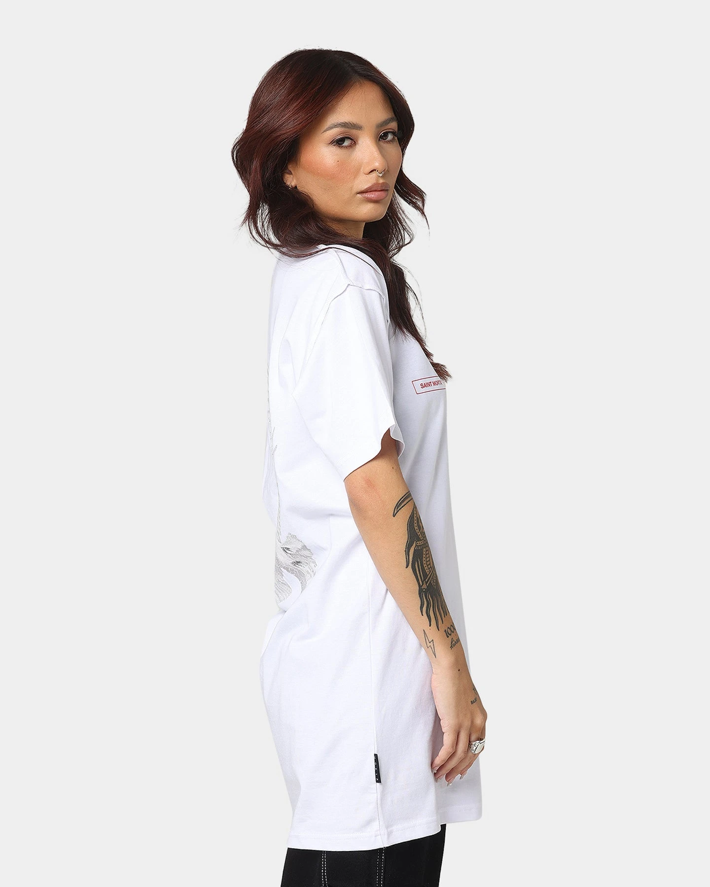 Saint Morta Doves Vintage T-Shirt White Saint Morta Doves Vintage T-Shirt White -Mitchell & Ness Shop 02033002 YW100 womens 0050