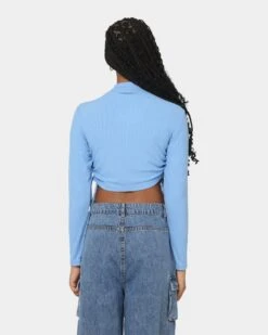 EN ES Women's Harper Cropped LS Top Bluebell -Mitchell & Ness Shop 02035761 YB1026 womens 0040