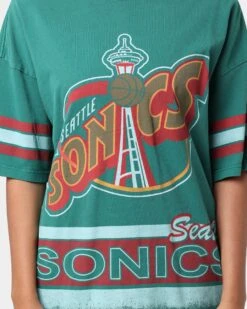 Mitchell & Ness Seattle Sonics Vintage Conference T-Shirt Faded Green -Mitchell & Ness Shop 02035968 YF431 womens 00030