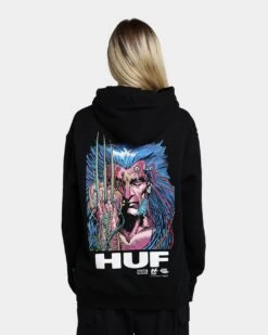 HUF X Marvel Weapon X Hoodie Black -Mitchell & Ness Shop 02036197 YB001 womens 040