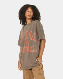National Collegiate Athletic Association Texas Longhorns Vintage Arch T-Shirt Washed Chocolate -Mitchell & Ness Shop 02036288 YW534 womens 0060