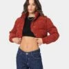 XXIII Women's Elodie Corduroy Puffer Jacket Rouge -Mitchell & Ness Shop 02036455 YR861 womens 0010
