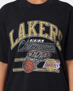 Mitchell & Ness Los Angeles Lakers T-Shirt Faded Black -Mitchell & Ness Shop 02036536 YB554 womens 0030