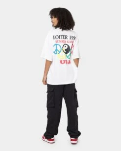 Loiter Tribute T-Shirt Off White -Mitchell & Ness Shop 02037387 YO007 womens 0030