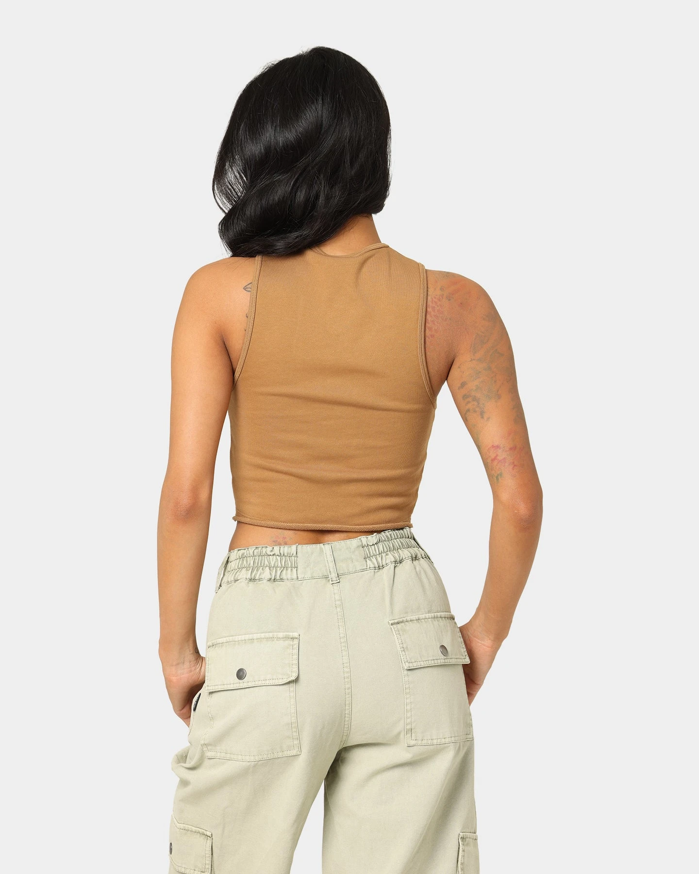 EN ES Women's Reny Lace Up Crop Top Tan EN ES Women's Reny Lace Up Crop Top Tan -Mitchell & Ness Shop 02037464 YT001 womens 0040