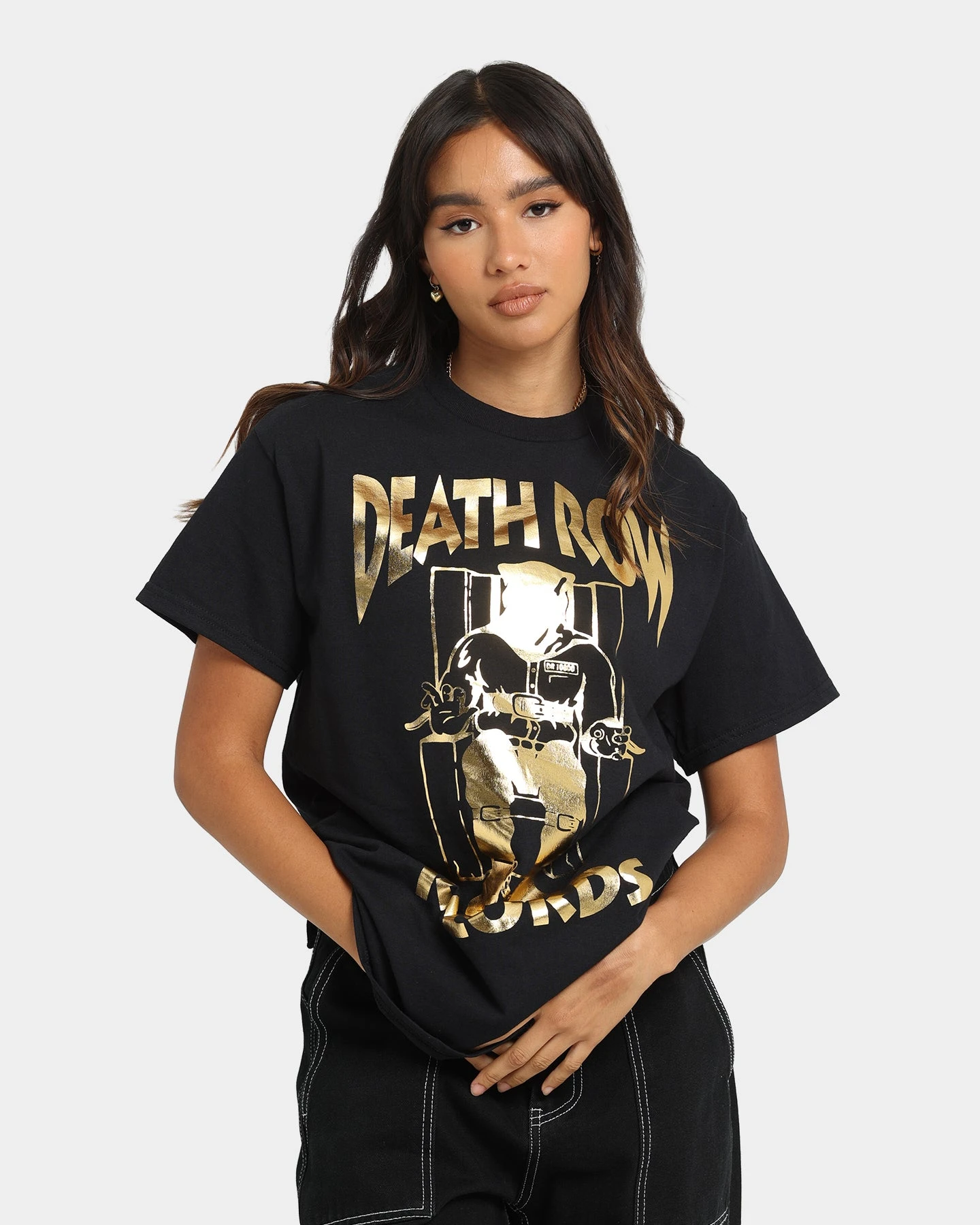 Death Row Records The Chair T-Shirt Black/Gold Death Row Records The Chair T-Shirt Black/Gold -Mitchell & Ness Shop 02037705 YB003 womens 0010