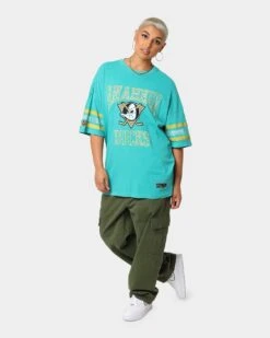 Majestic Athletic Anaheim Ducks Paisley Stripe Vintage T-Shirt Faded Teal -Mitchell & Ness Shop 02038123 YF458 womens 0020