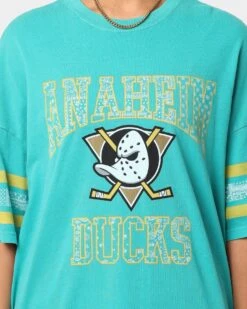 Majestic Athletic Anaheim Ducks Paisley Stripe Vintage T-Shirt Faded Teal -Mitchell & Ness Shop 02038123 YF458 womens 0030