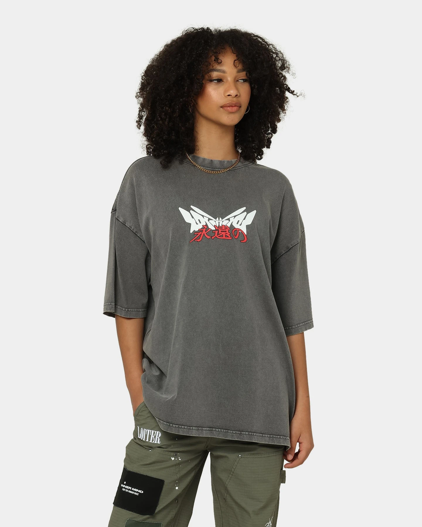 Loiter Eternal Vintage T-Shirt Charcoal Loiter Eternal Vintage T-Shirt Charcoal -Mitchell & Ness Shop 02038129 YC300 womens 0020