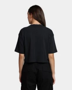 HUF Women's 1993 Crop T-Shirt Black -Mitchell & Ness Shop 02038264 YB001 womens 0040