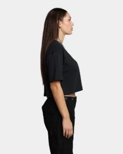 HUF Women's 1993 Crop T-Shirt Black -Mitchell & Ness Shop 02038264 YB001 womens 0050