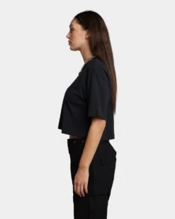 HUF Women's 1993 Crop T-Shirt Black -Mitchell & Ness Shop 02038264 YB001 womens 0060