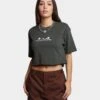 HUF Women's Washed Crop T-Shirt Gunmetal