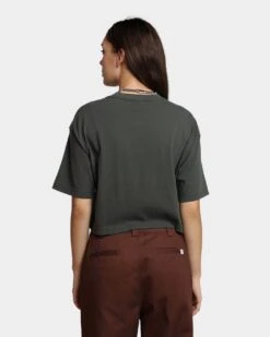 HUF Women's Washed Crop T-Shirt Gunmetal -Mitchell & Ness Shop 02038271 YG800 womens 0040