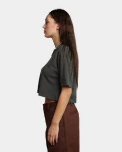 HUF Women's Washed Crop T-Shirt Gunmetal -Mitchell & Ness Shop 02038271 YG800 womens 0060