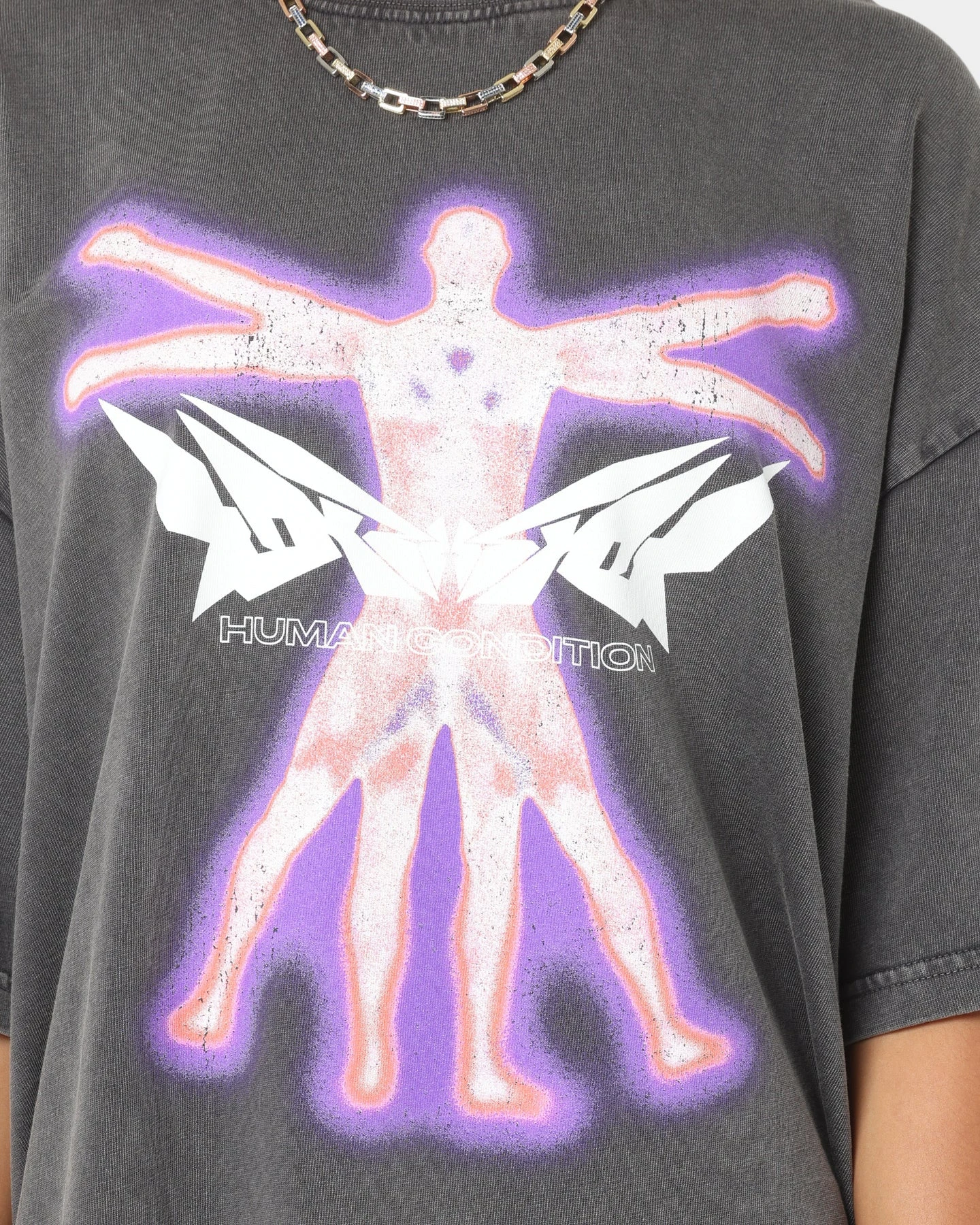 Loiter Human Condition Vintage T-Shirt Charcoal Loiter Human Condition Vintage T-Shirt Charcoal -Mitchell & Ness Shop 02038628 YC300 womens 0030