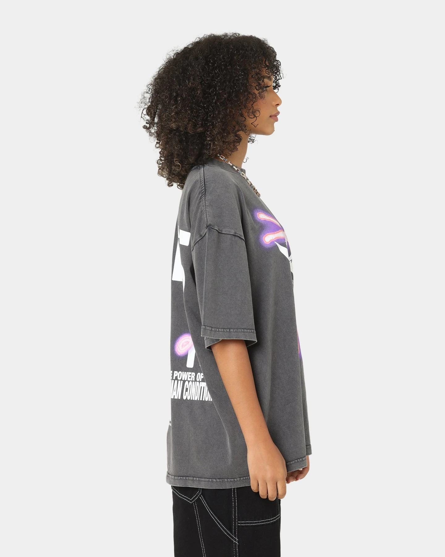 Loiter Human Condition Vintage T-Shirt Charcoal Loiter Human Condition Vintage T-Shirt Charcoal -Mitchell & Ness Shop 02038628 YC300 womens 0050