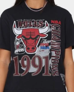 Mitchell & Ness Women's Chicago Bulls Vintage '91 Finals T-Shirt Faded Black -Mitchell & Ness Shop 02038861 YB554 womens 0030