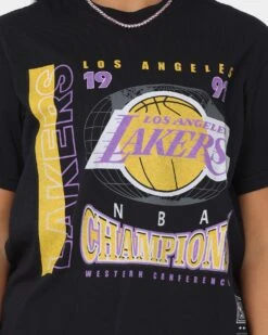 Mitchell & Ness Women's Los Angeles Lakers Vintage '91 Finals T-Shirt Faded Black -Mitchell & Ness Shop 02038862 YB554 womens 0030