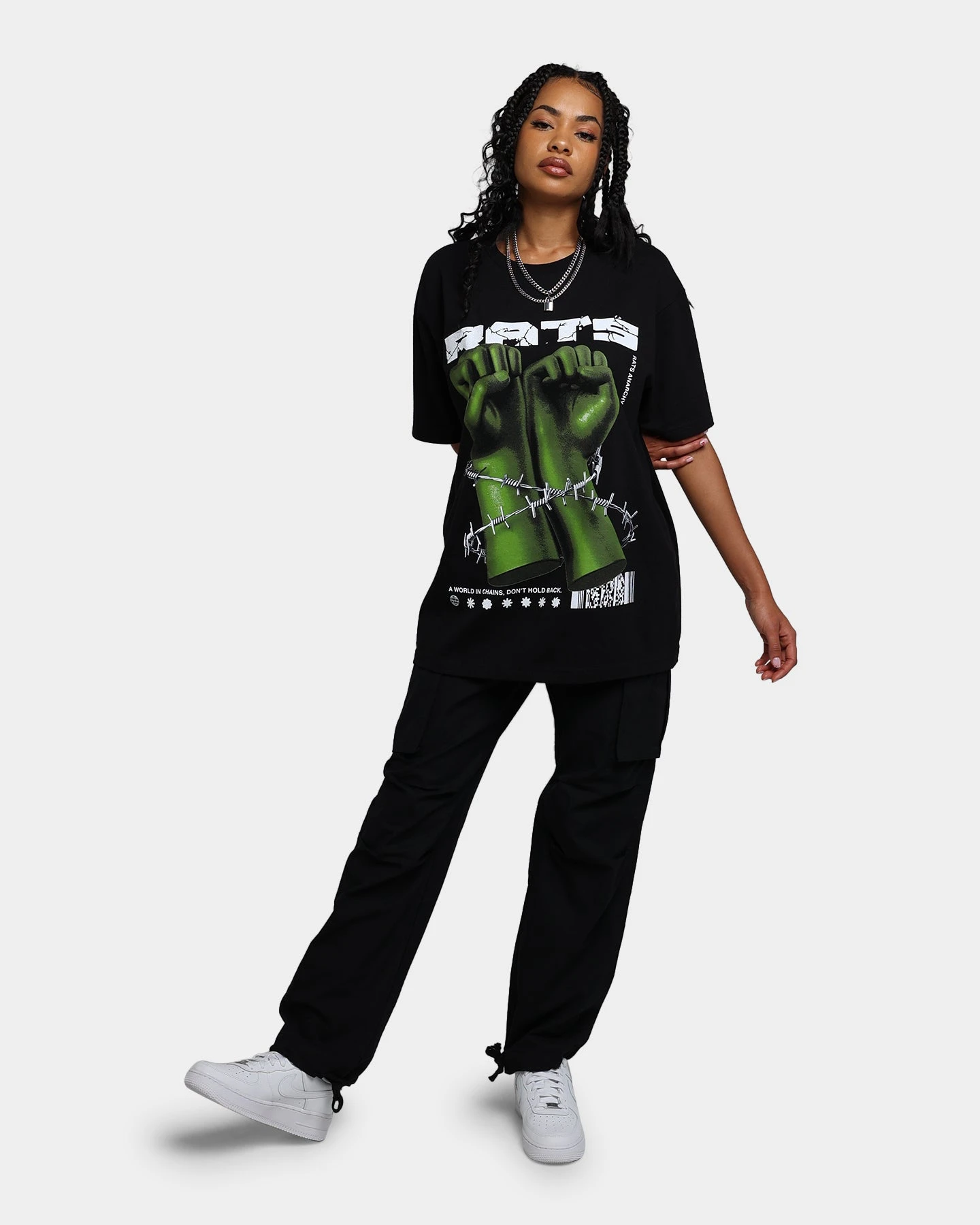 Rats Get Fat Throwing Hands T-Shirt Black Rats Get Fat Throwing Hands T-Shirt Black -Mitchell & Ness Shop 02038904 YB001 womens 0020