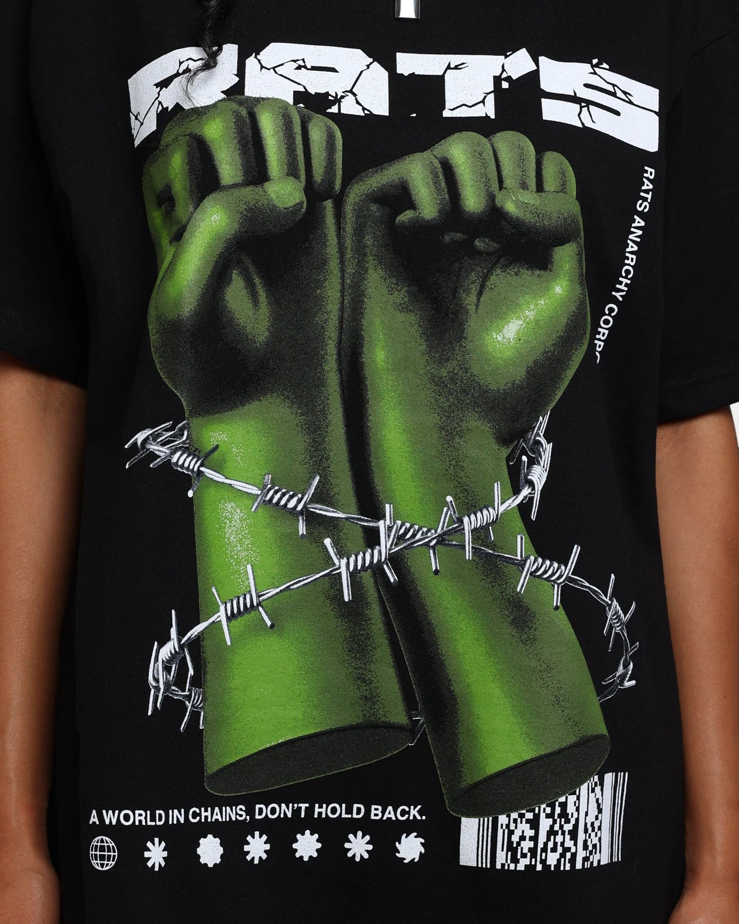 Rats Get Fat Throwing Hands T-Shirt Black Rats Get Fat Throwing Hands T-Shirt Black -Mitchell & Ness Shop 02038904 YB001 womens 0030