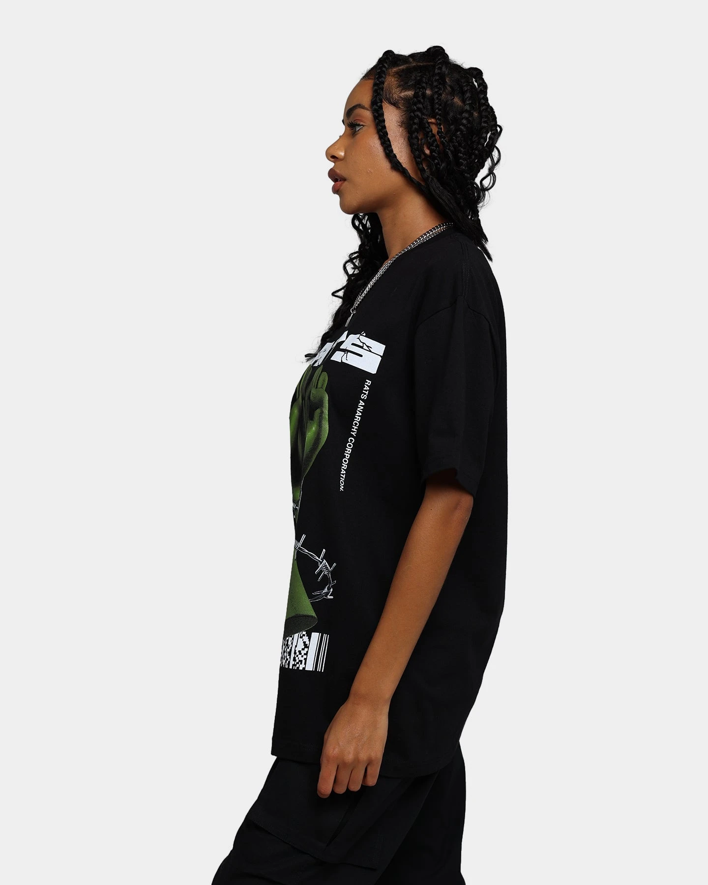 Rats Get Fat Throwing Hands T-Shirt Black Rats Get Fat Throwing Hands T-Shirt Black -Mitchell & Ness Shop 02038904 YB001 womens 0060