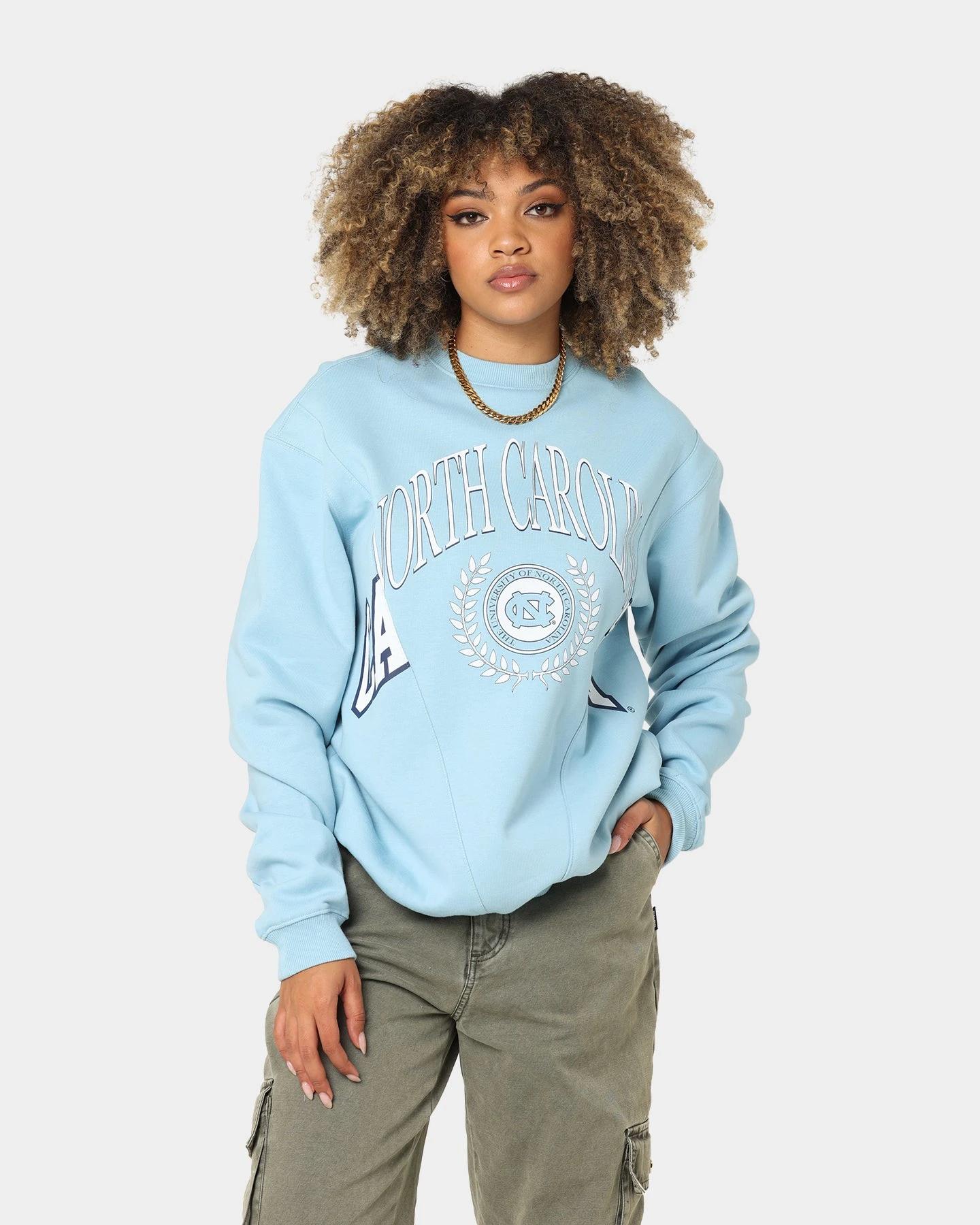 NCAA Women's UNC Tar Heels Vintage Split Crewneck Carolina Blue NCAA Women's UNC Tar Heels Vintage Split Crewneck Carolina Blue -Mitchell & Ness Shop 02039020 YX187 womens 0010