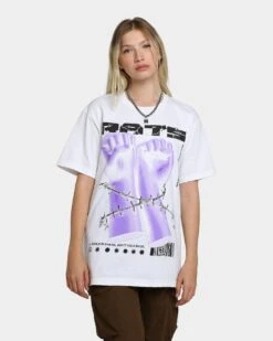 Rats Get Fat Throwing Hands T-Shirt White