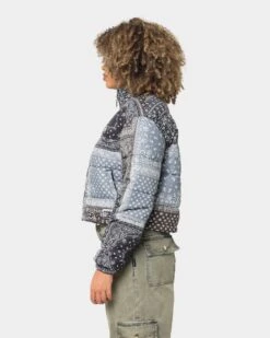 Majestic Athletic Women's Las Vegas Raiders Paisley Puffa Jacket Black -Mitchell & Ness Shop 02039086 YB001 womens 0060