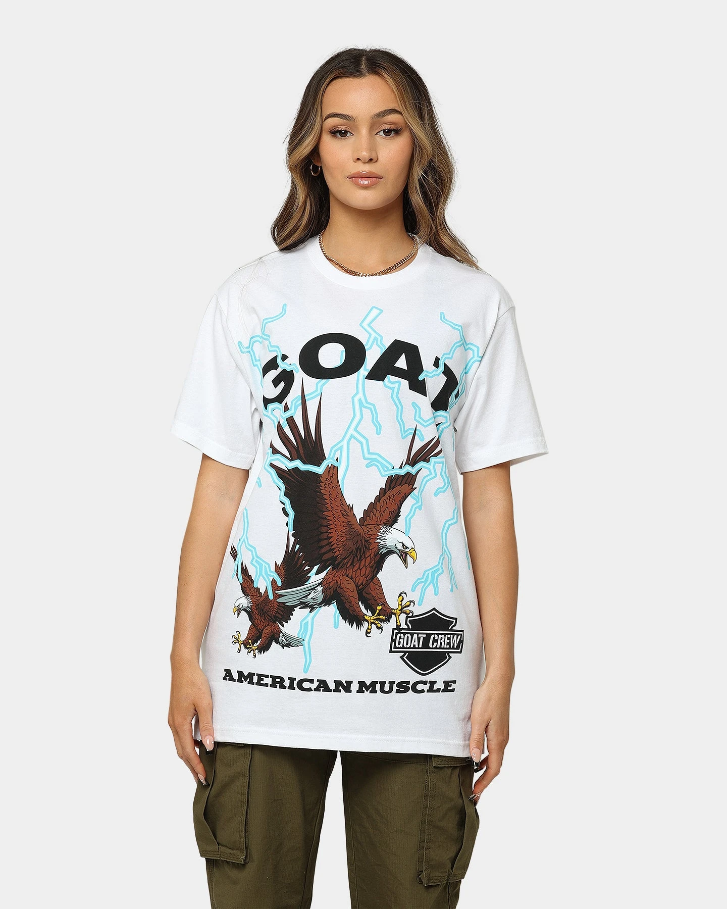 Goat Crew American Muscle T-Shirt White Goat Crew American Muscle T-Shirt White -Mitchell & Ness Shop 02039118 YW100 womens 040