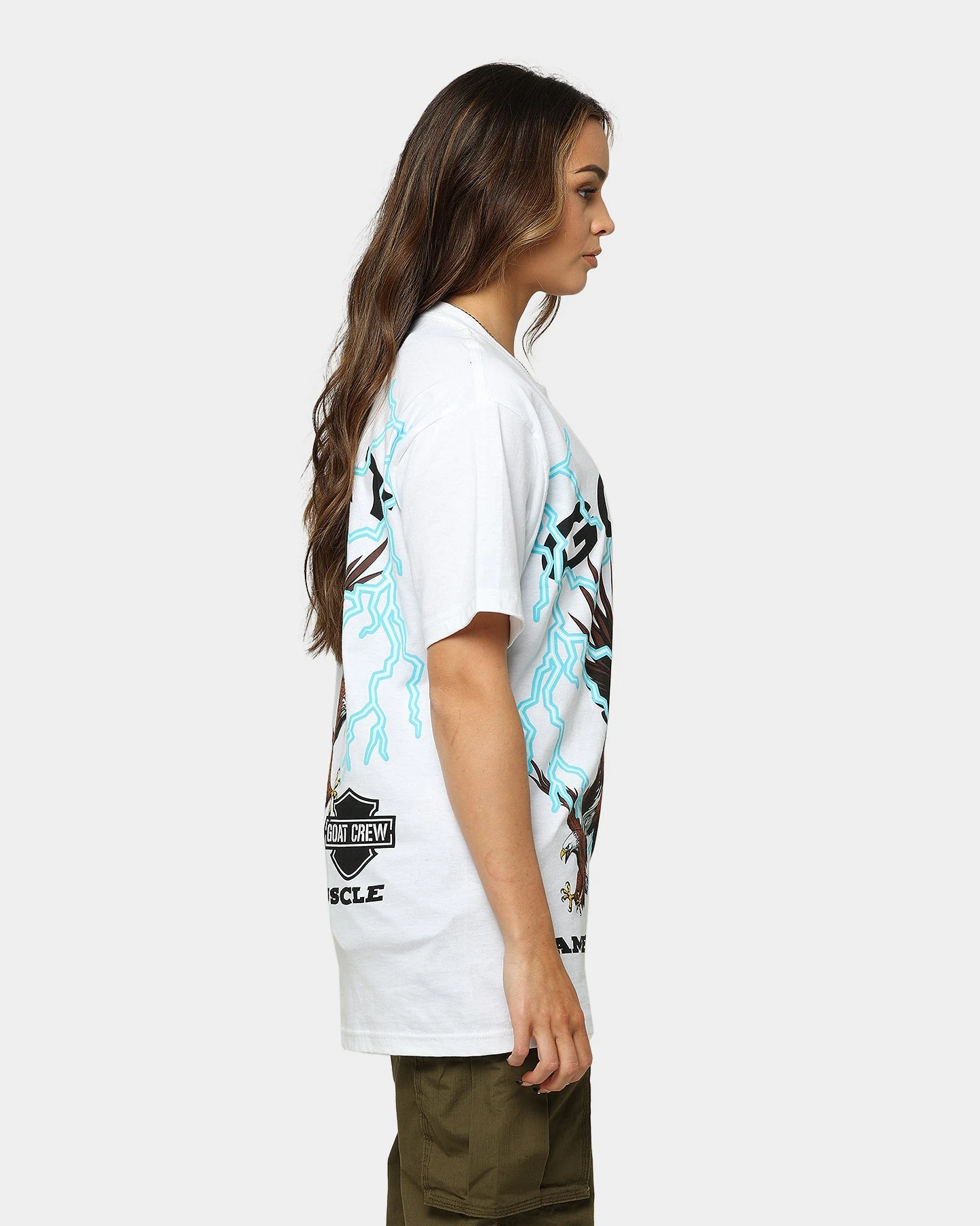 Goat Crew American Muscle T-Shirt White Goat Crew American Muscle T-Shirt White -Mitchell & Ness Shop 02039118 YW100 womens 070