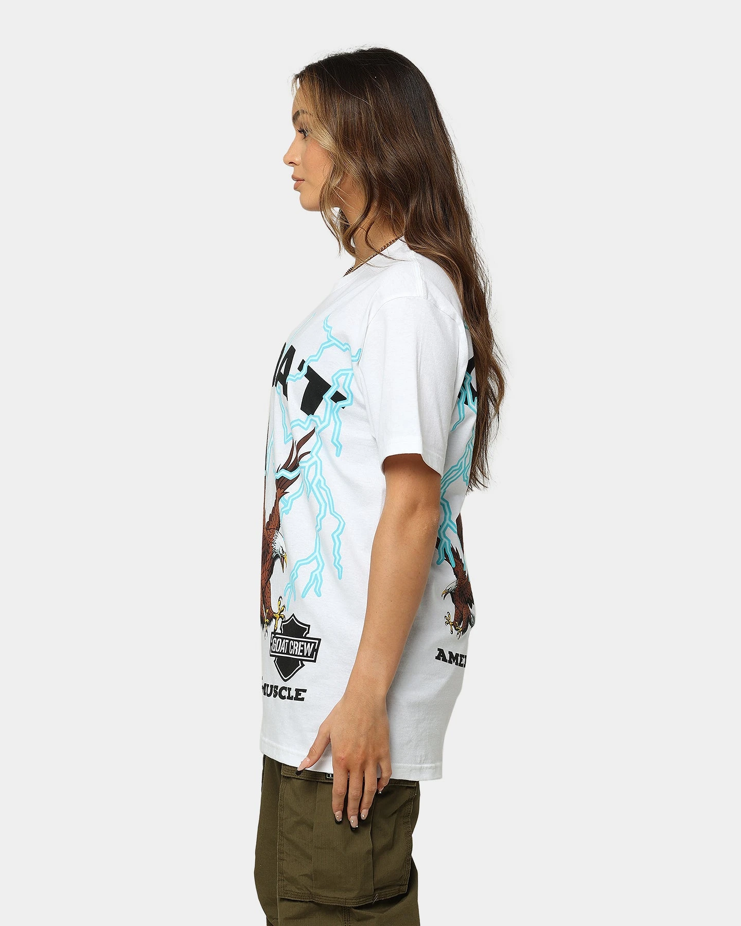 Goat Crew American Muscle T-Shirt White Goat Crew American Muscle T-Shirt White -Mitchell & Ness Shop 02039118 YW100 womens 080