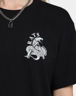 Rats Get Fat Cut Throat Short Sleeve T-Shirt Black -Mitchell & Ness Shop 02039122 YB001 womens 030
