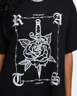 Rats Get Fat No Love T-Shirt Black -Mitchell & Ness Shop 02039128 YB001 womens 0040