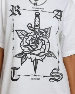 Rats Get Fat No Love T-Shirt White -Mitchell & Ness Shop 02039128 YW100 womens 0040