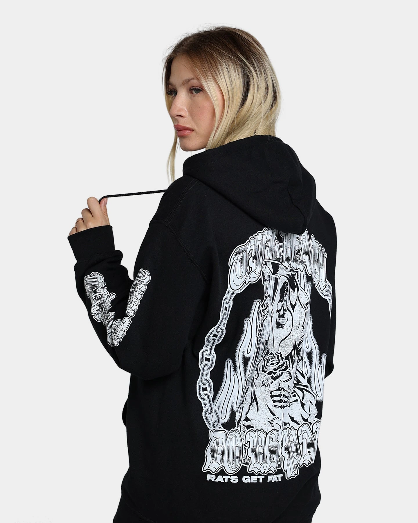 Rats Get Fat Till Death Hoodie Black Rats Get Fat Till Death Hoodie Black -Mitchell & Ness Shop 02039136 YB001 womens 010